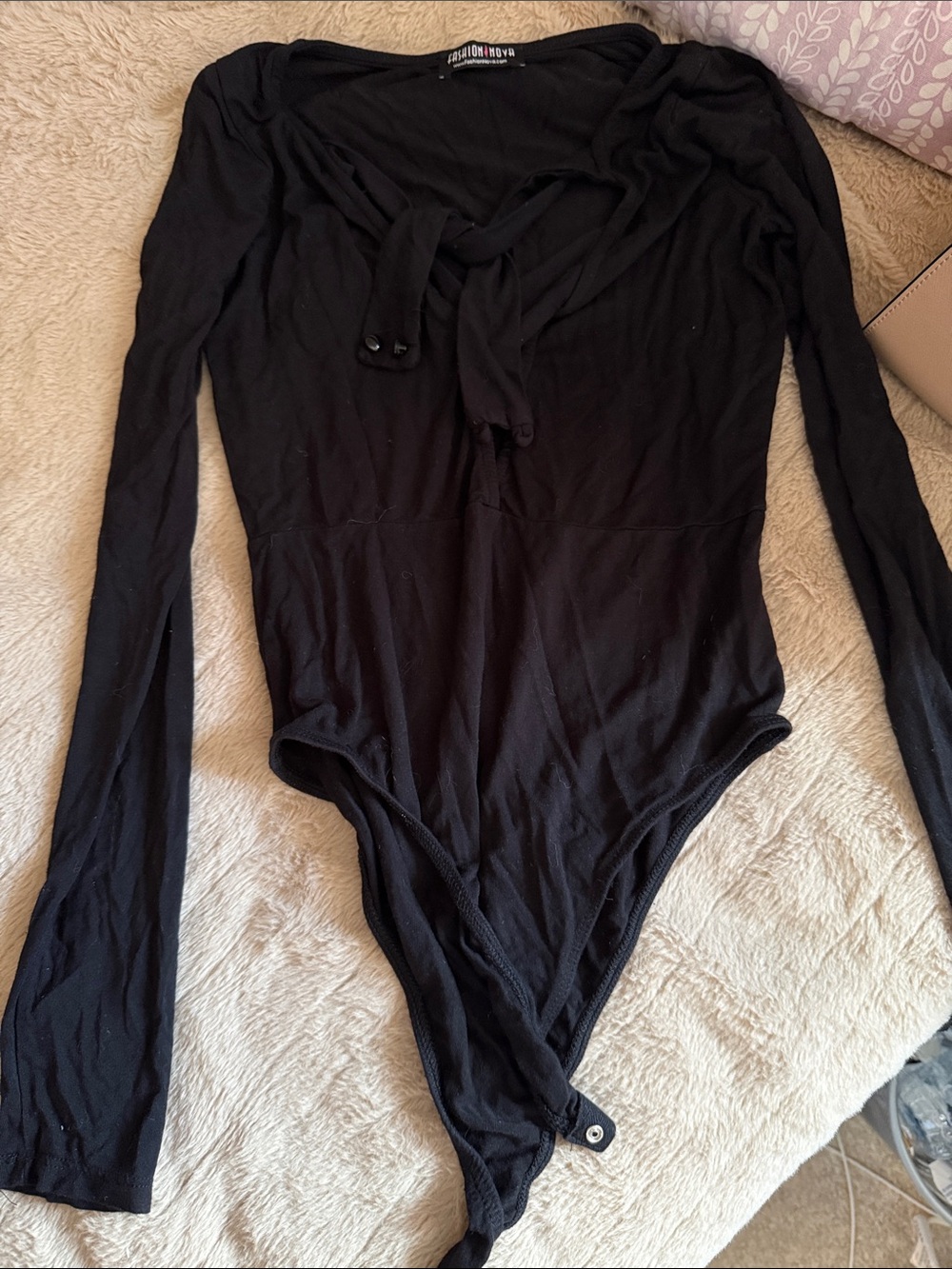 Fashion Nova Black Long Sleeve Bodysuit